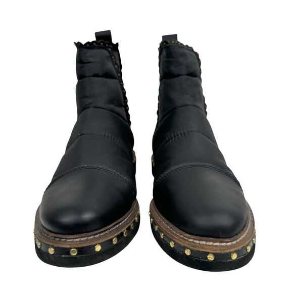 Free People Atlas Puffer Chelsea Boot EU 38, US 8 Black Leather Nylon Studs Goth - Picture 4 of 13